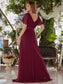 Double V-Neck Ruffles Chiffon Bridesmaid Dress