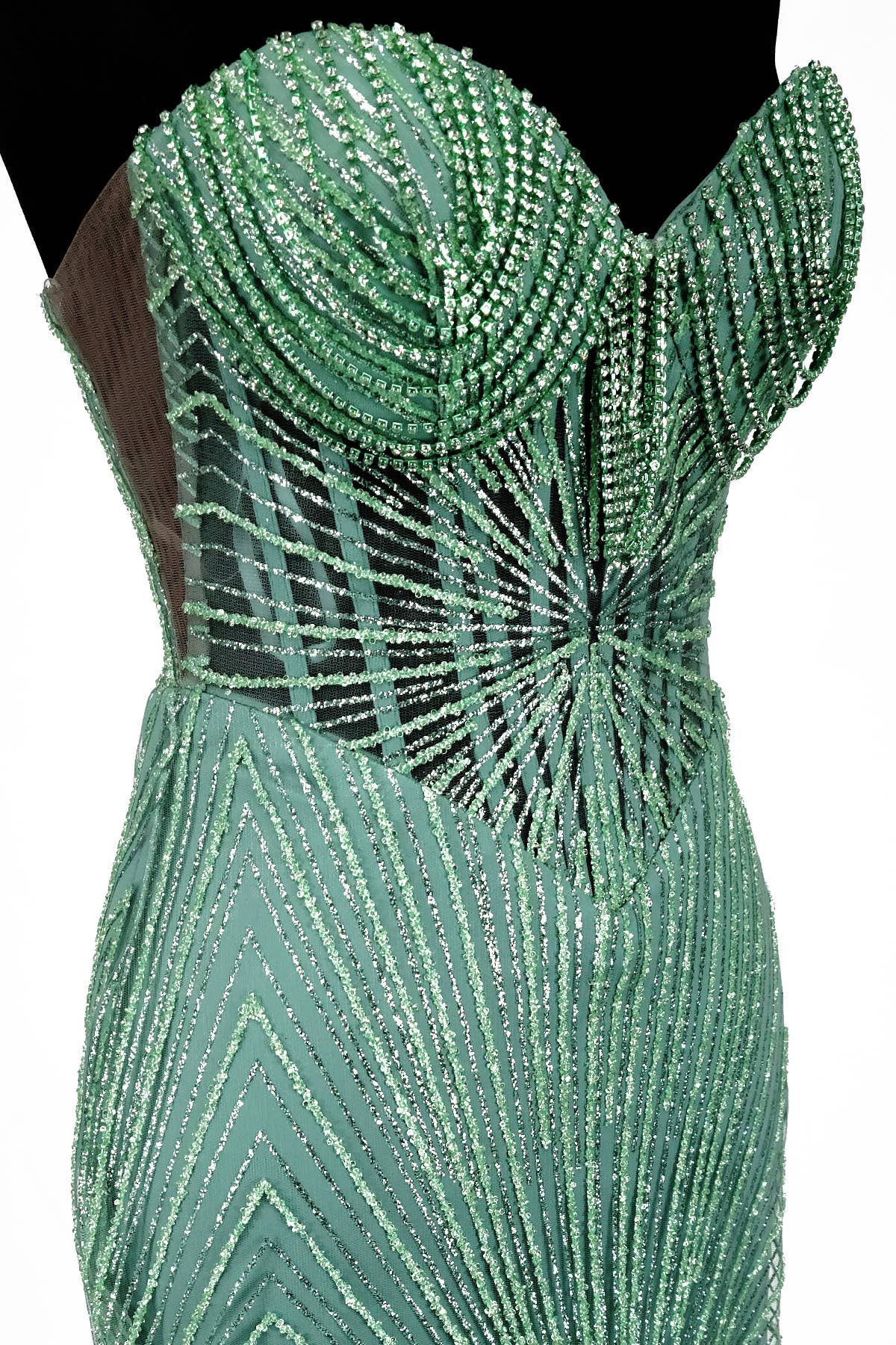 Long sparkling mermaid dress with hanging jewels CF001