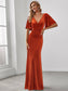 Elegant Double V Neck Velvet Wholesale Party Dress
