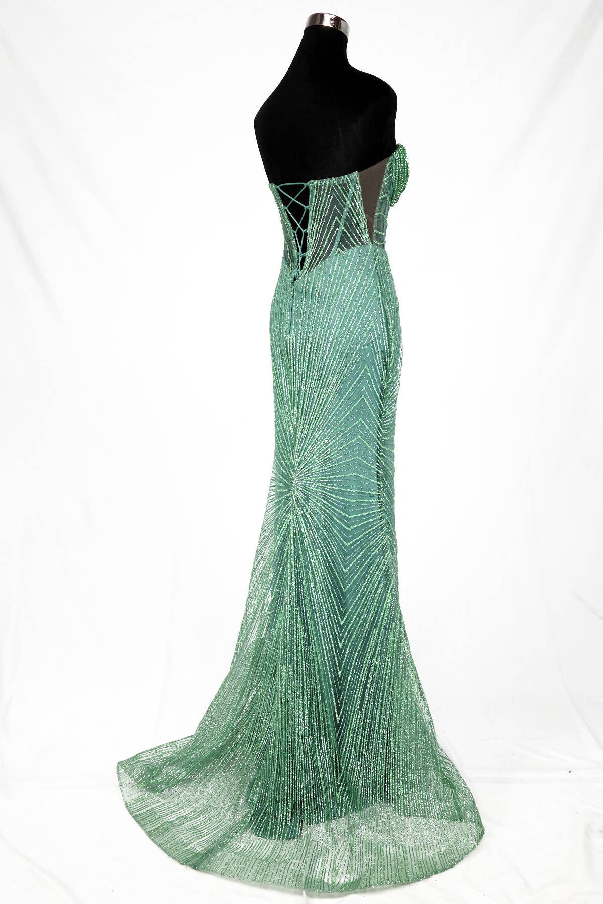 Long sparkling mermaid dress with hanging jewels CF001