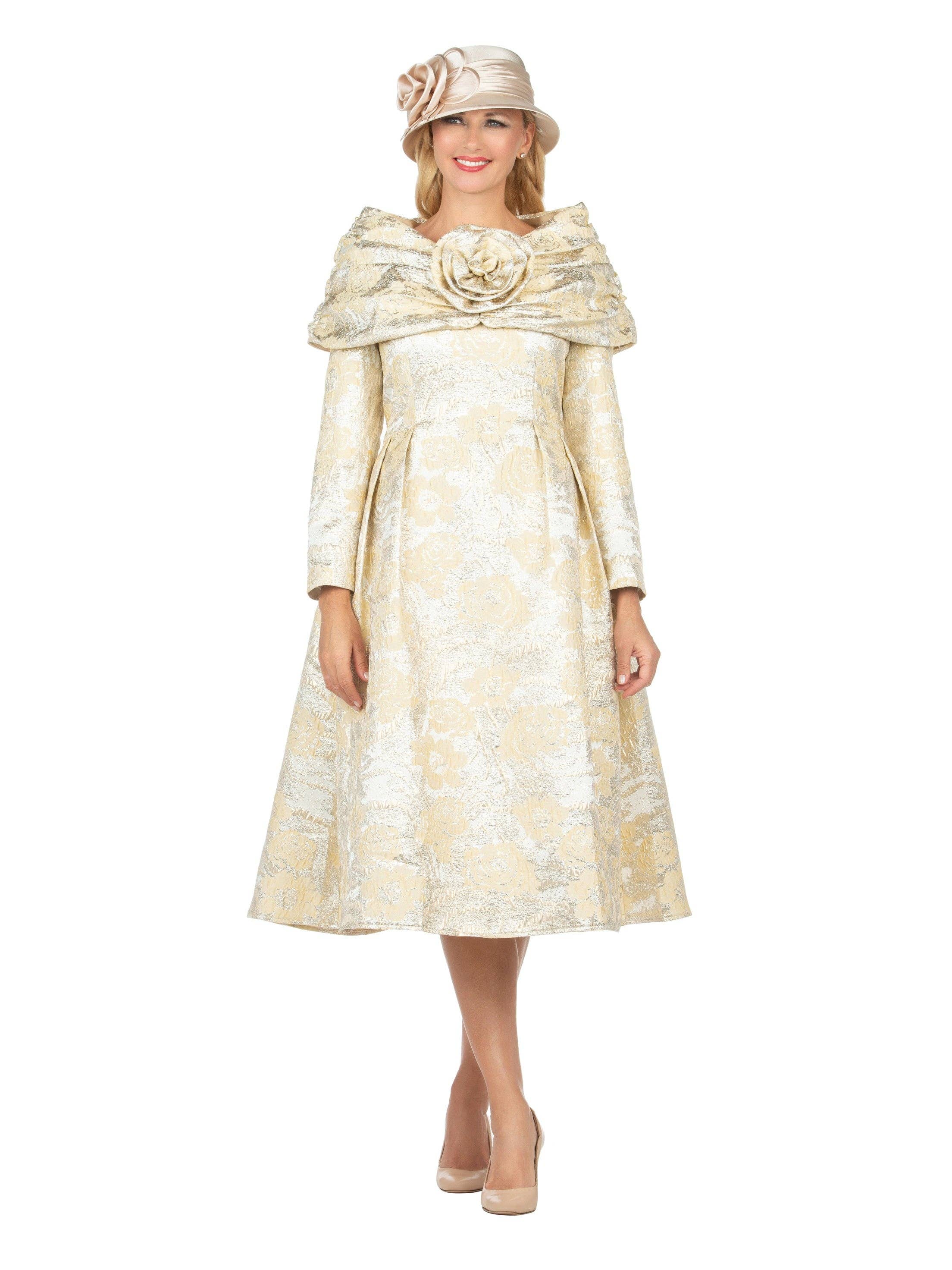 1pc Lux Brocade A-line Dress w/ Cape - Plus