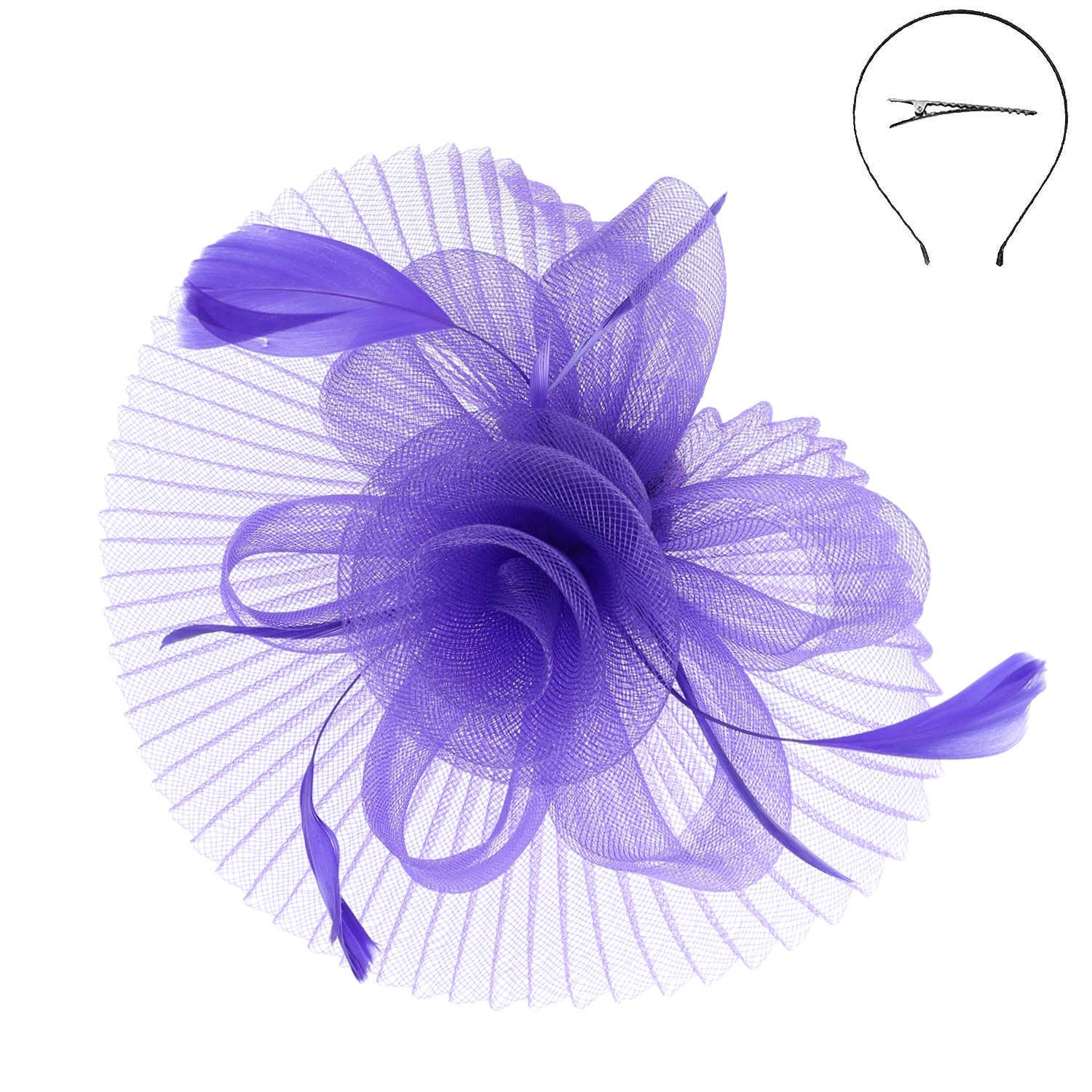 Floral Feathered Sinamay Mesh Fascinator