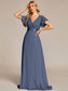 Double V-Neck Ruffles Chiffon Bridesmaid Dress