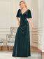 Elegant Double V Neck Velvet Wholesale Party Dress
