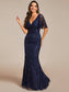 Gorgeous Leaf-Sequined Evening Dress