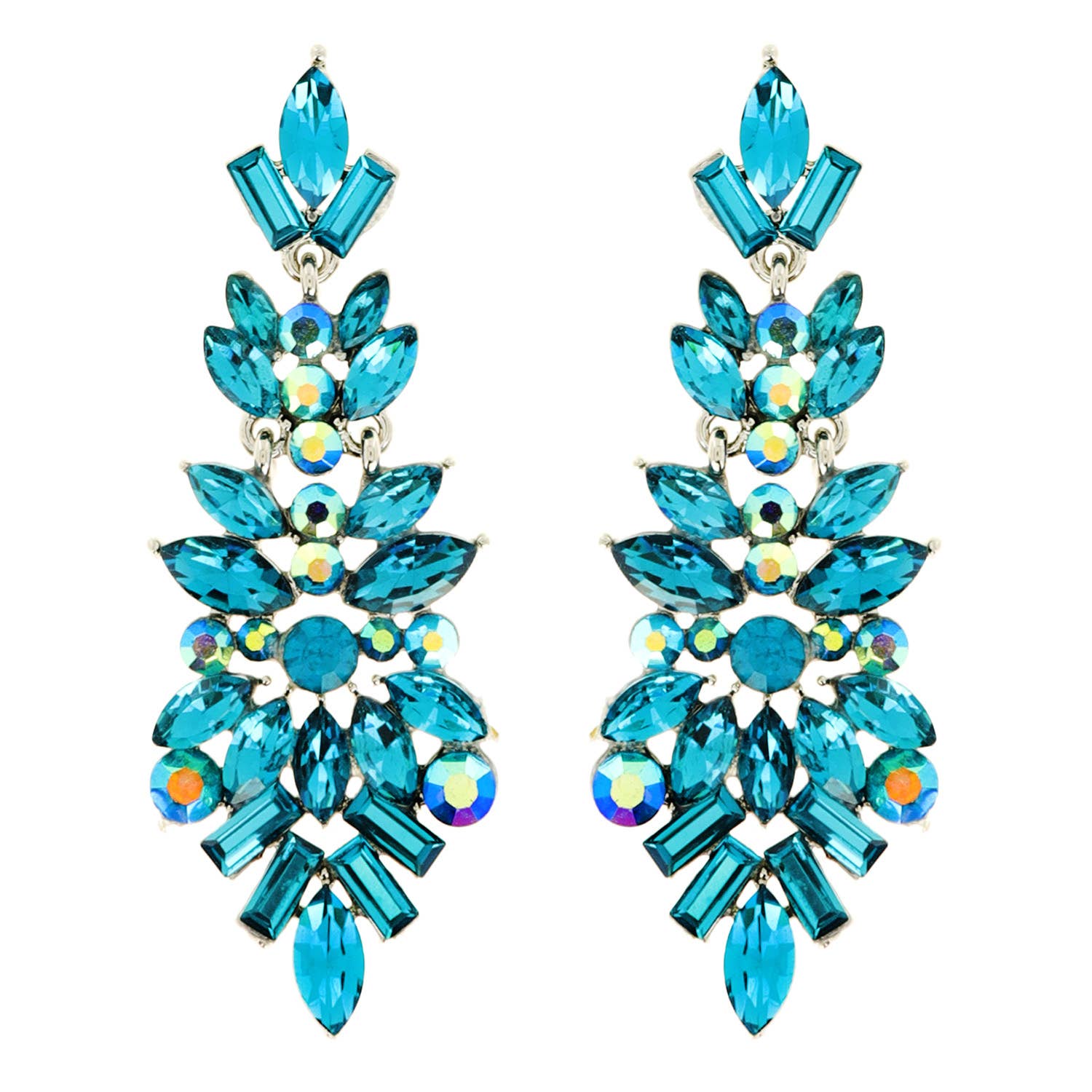 Gemstone Cluster Chandelier Earrings