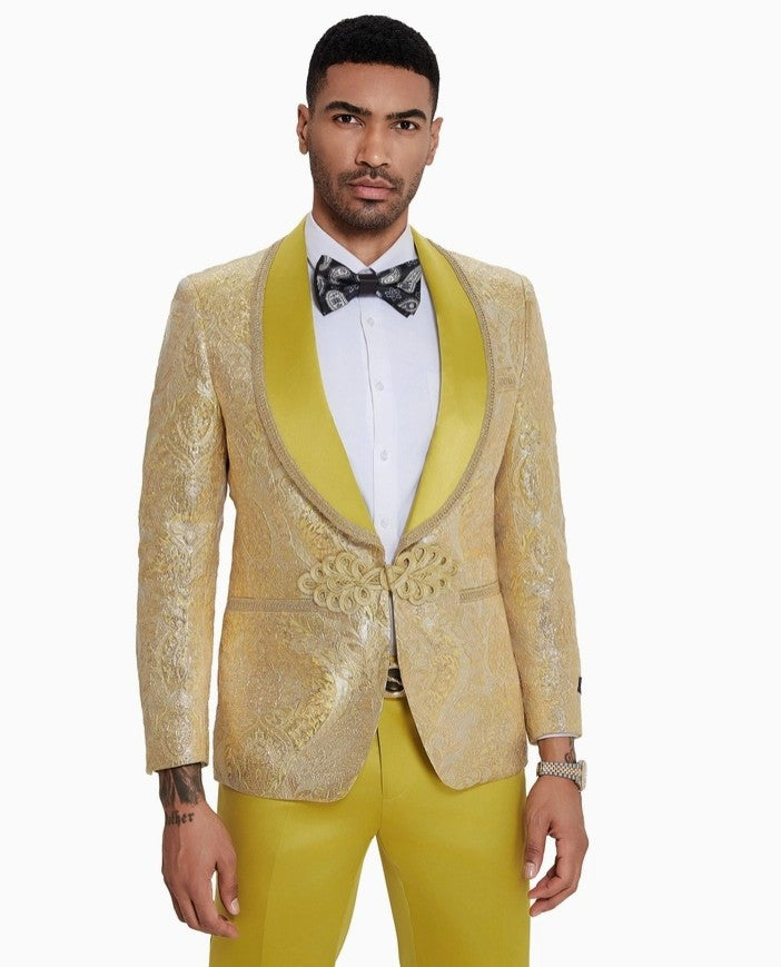 Tazzio 2pc Fashion Paisley Suit Set, Clasp Closure, Gold