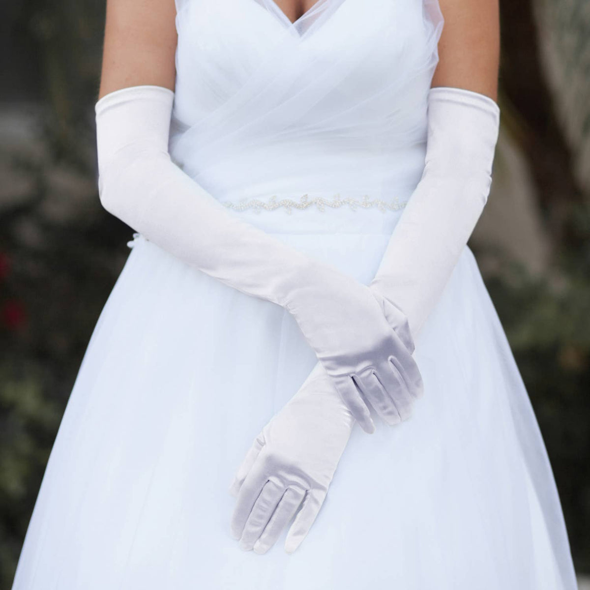 Women's High Satin Gloves