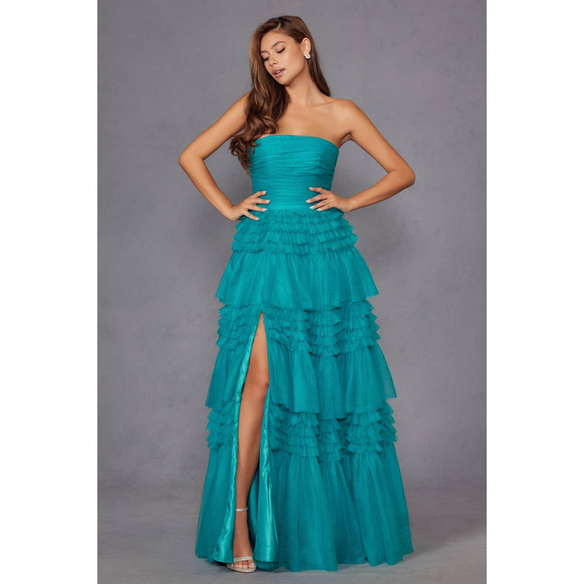 JT2542S DAZZLE IN THIS VIBRANT STRAPLESS DRESS  THE TOP OF T
