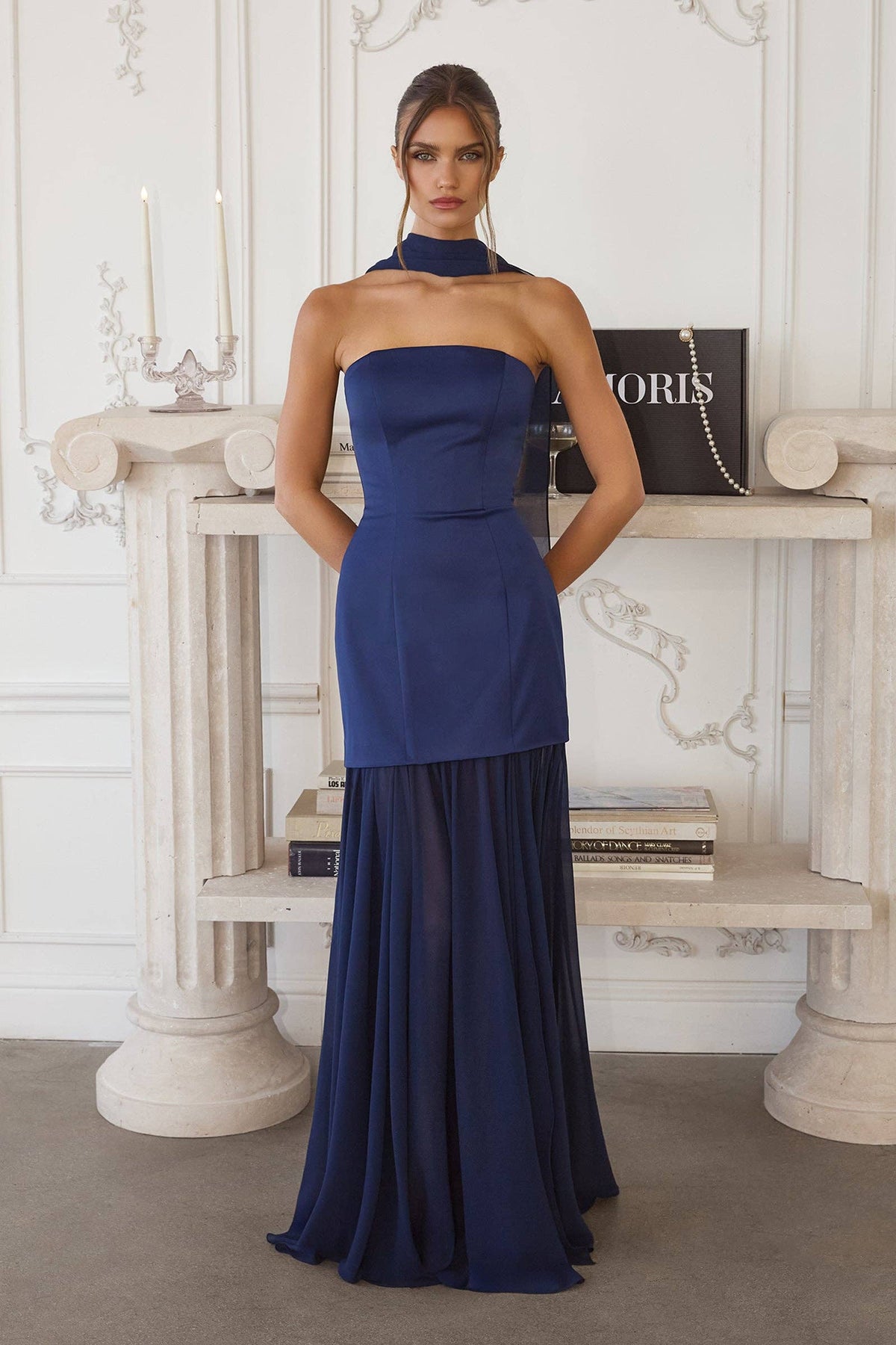 Neria Chiffon & Satin Maxi Dress