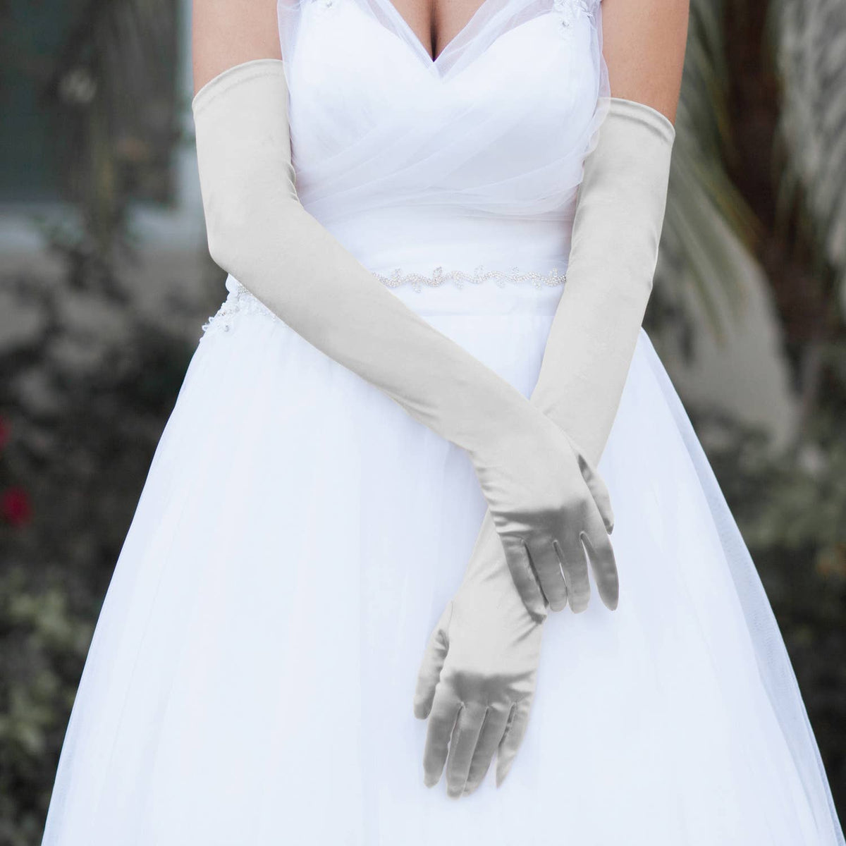 Women's High Satin Gloves