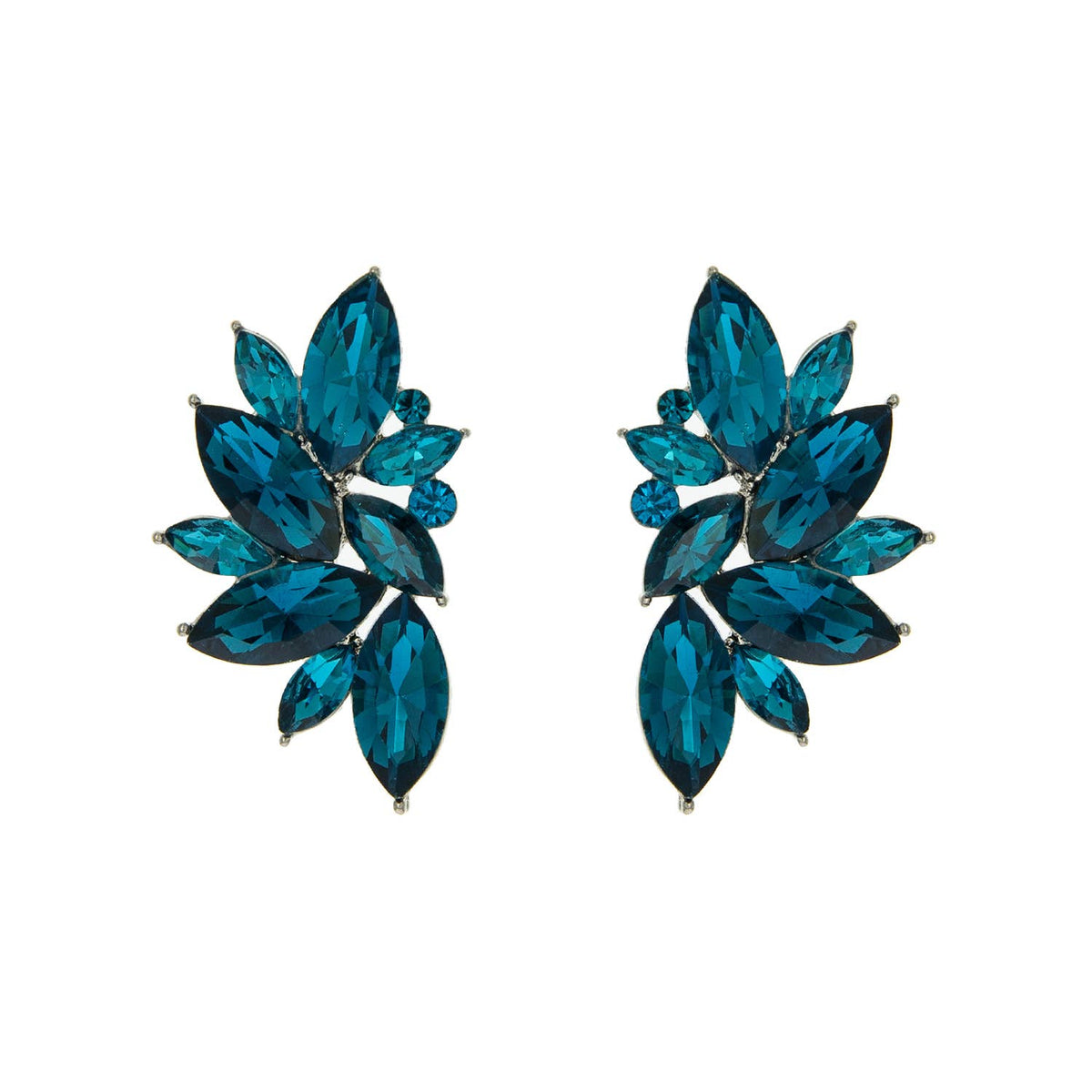 Gemstone Cluster Evening Post Earrings