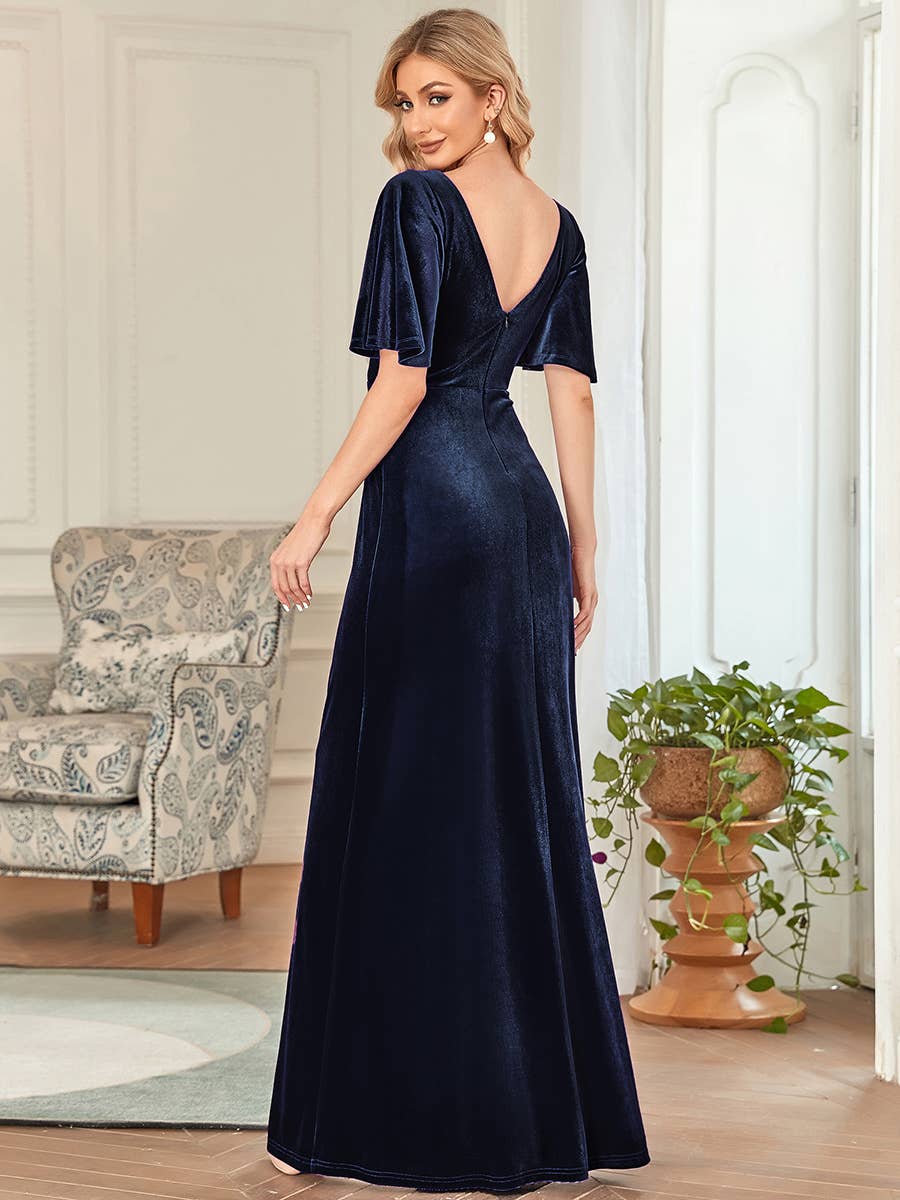 Classic Velvet V-Neck Gown