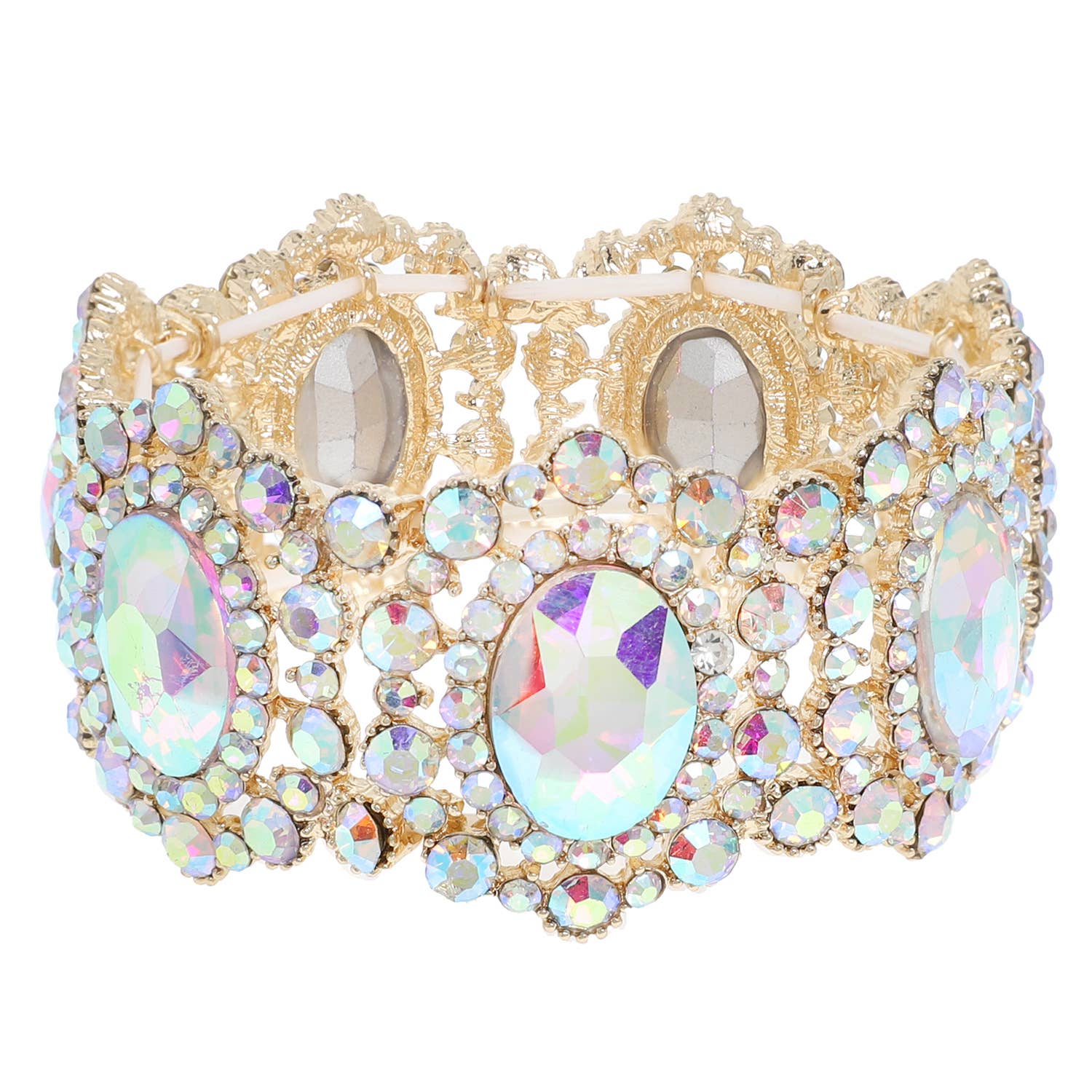 Baroque Crystal Gemstone Cluster Stretch Bracelet