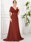 Double V-Neck Ruffles Chiffon Bridesmaid Dress