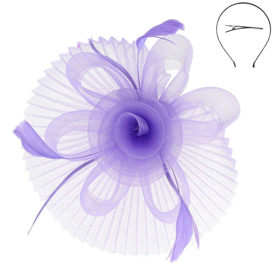 Floral Feathered Sinamay Mesh Fascinator