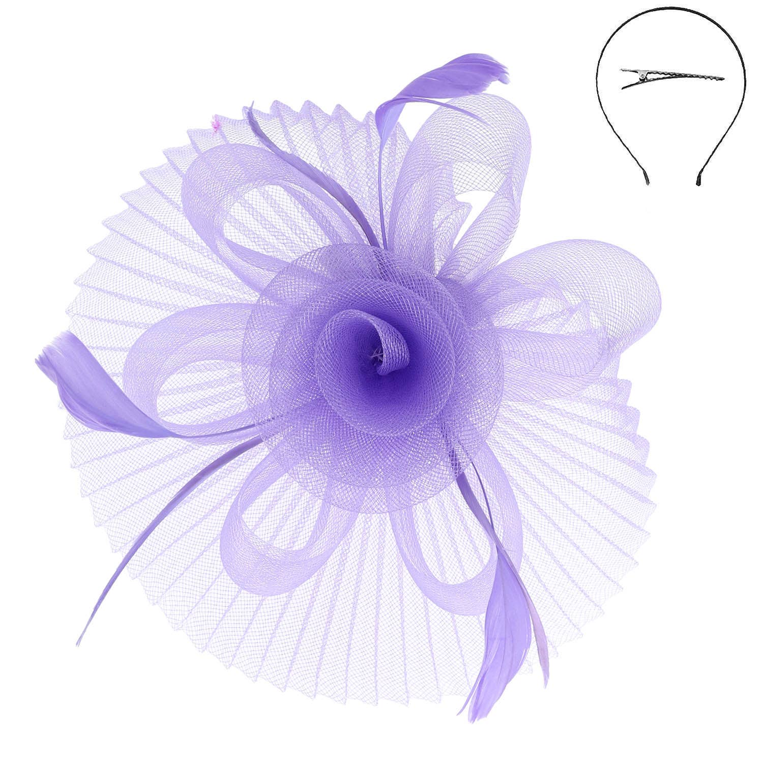 Floral Feathered Sinamay Mesh Fascinator
