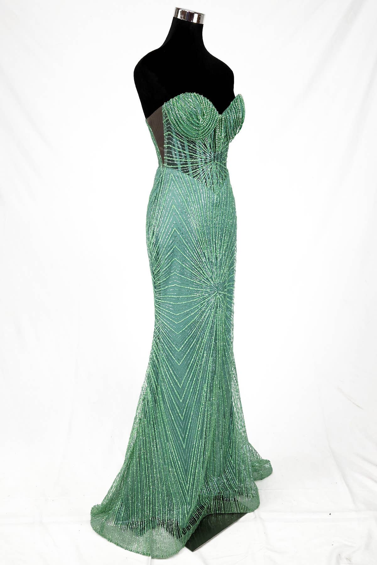 Long sparkling mermaid dress with hanging jewels CF001