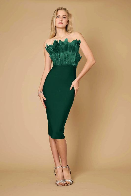 Bodycon Bandage Short Feather Formal Cocktail Dress