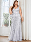 Plus Size Sequin Fishtail Evening Dress