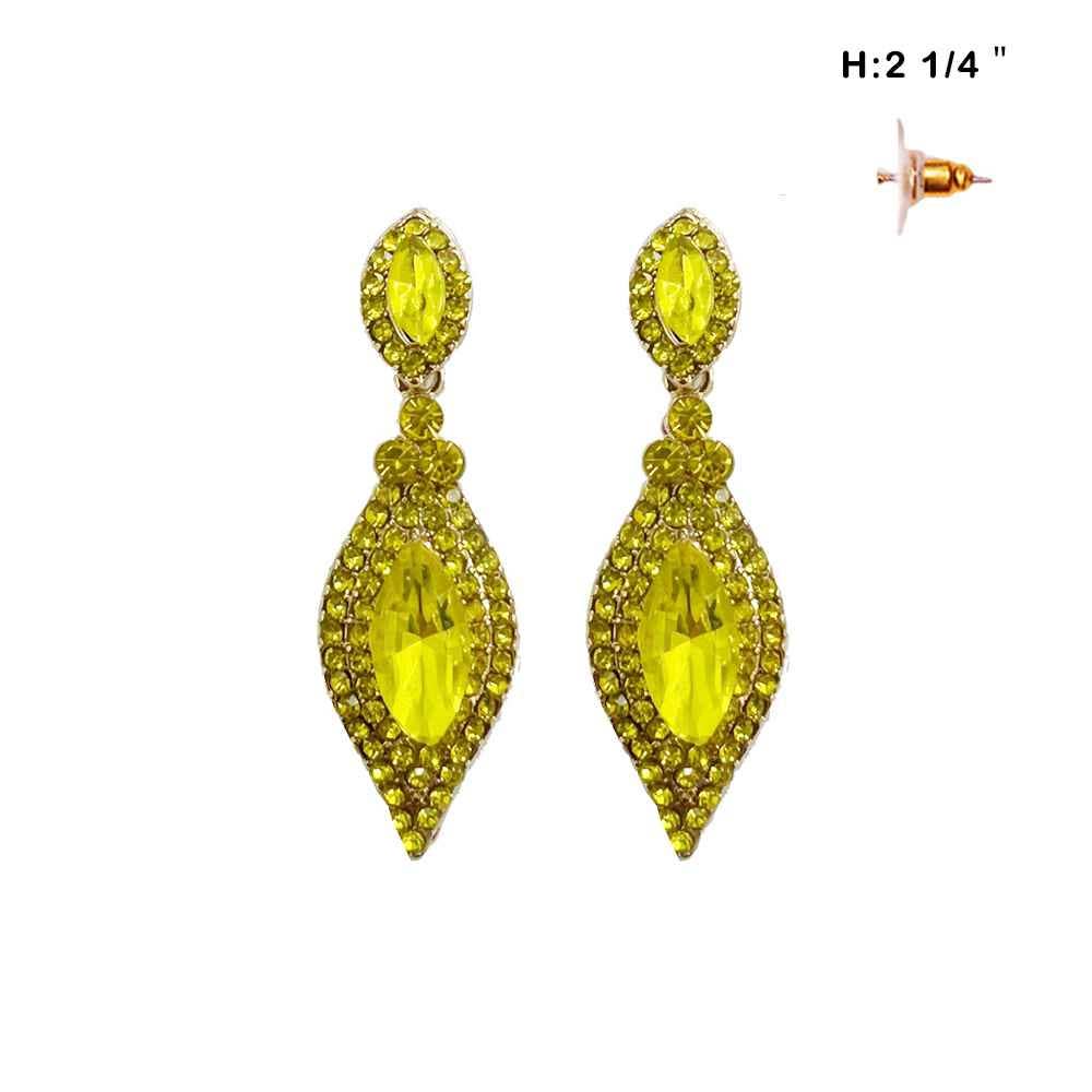 Dangly Leaf with Oval Gem Stone Earrings
