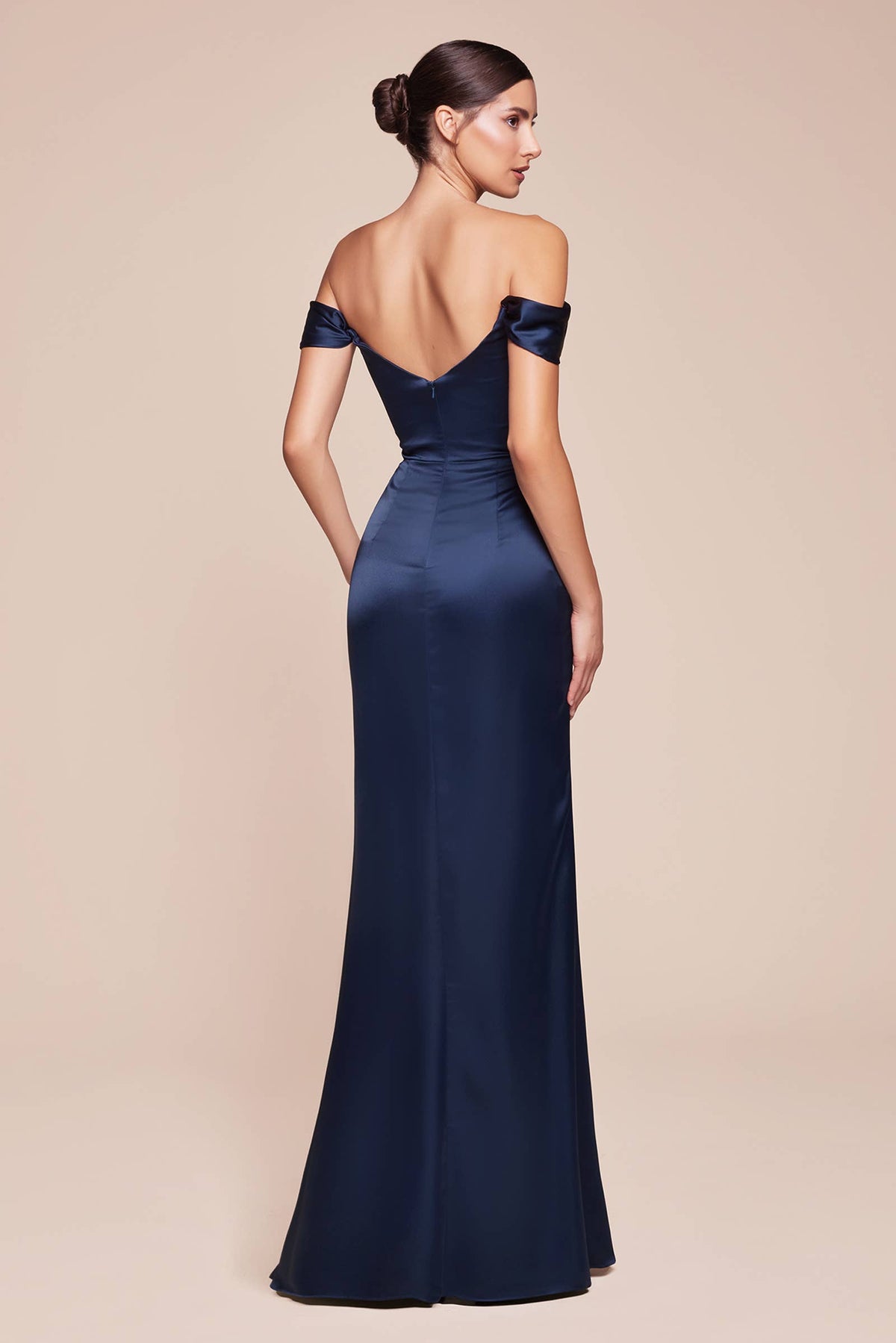 SATIN OFF THE SHOULDER CORSET GOWN