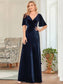 Elegant Double V Neck Velvet Wholesale Party Dress
