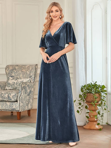 Classic Velvet V-Neck Gown