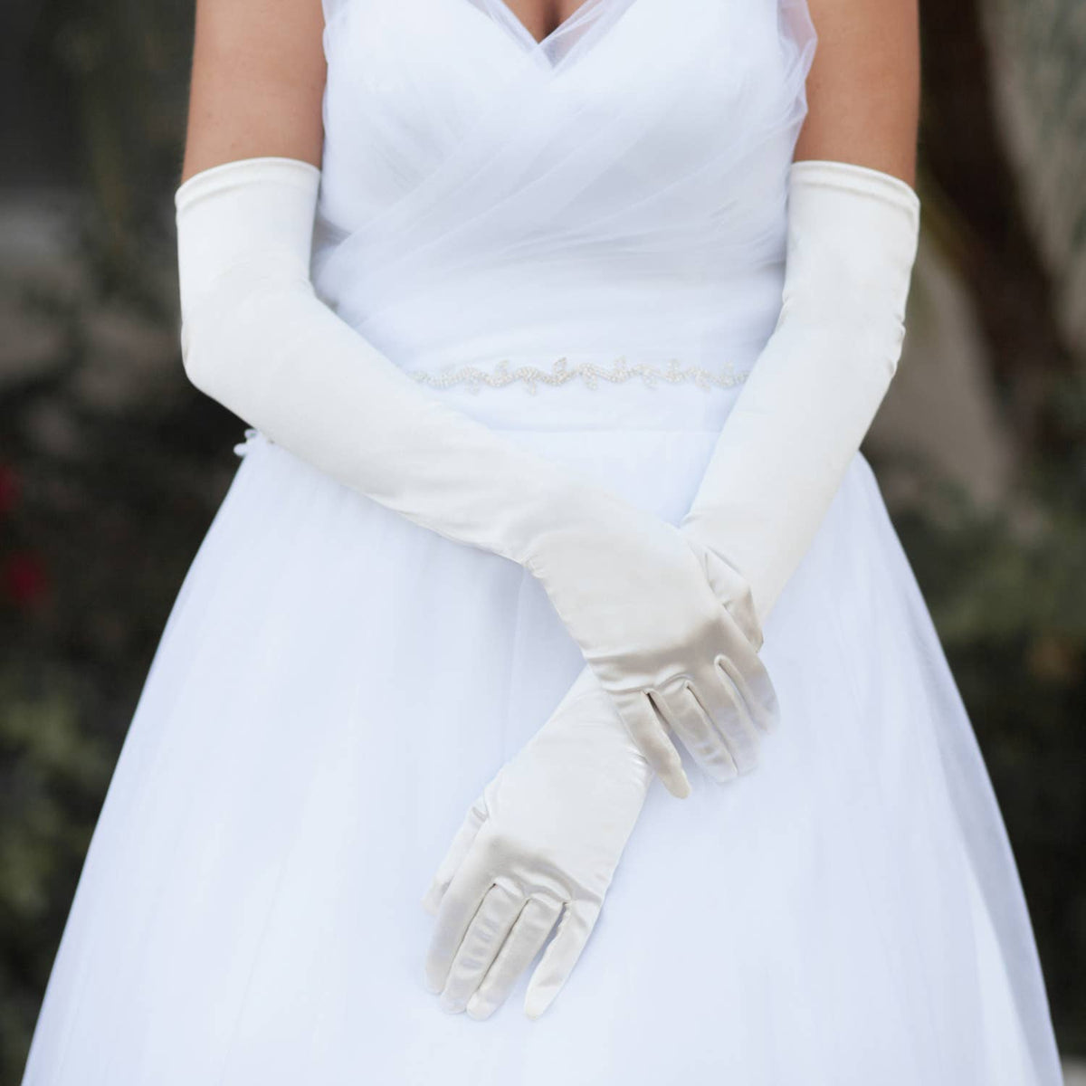 Women's High Satin Gloves