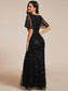 Gorgeous Leaf-Sequined Evening Dress