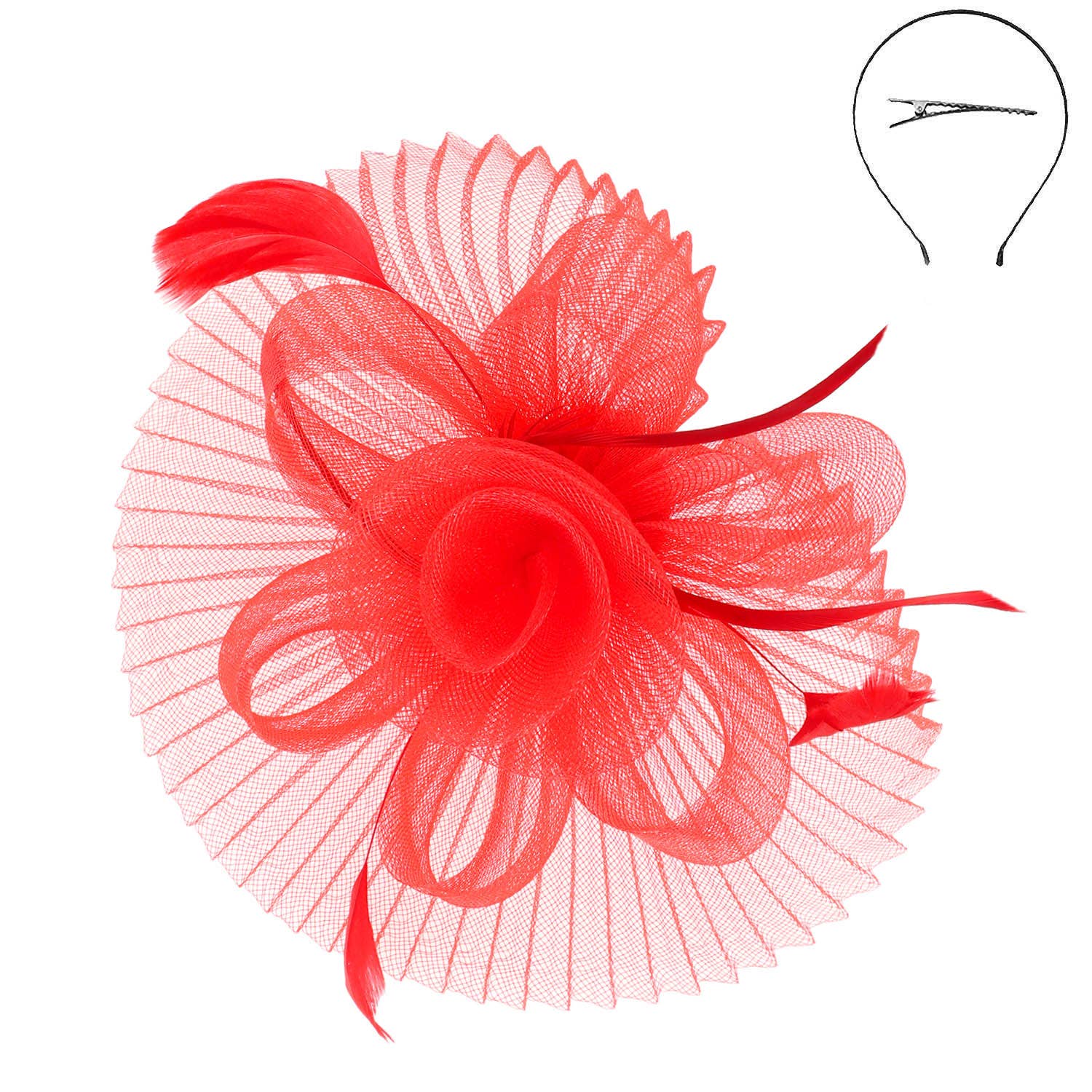 Floral Feathered Sinamay Mesh Fascinator