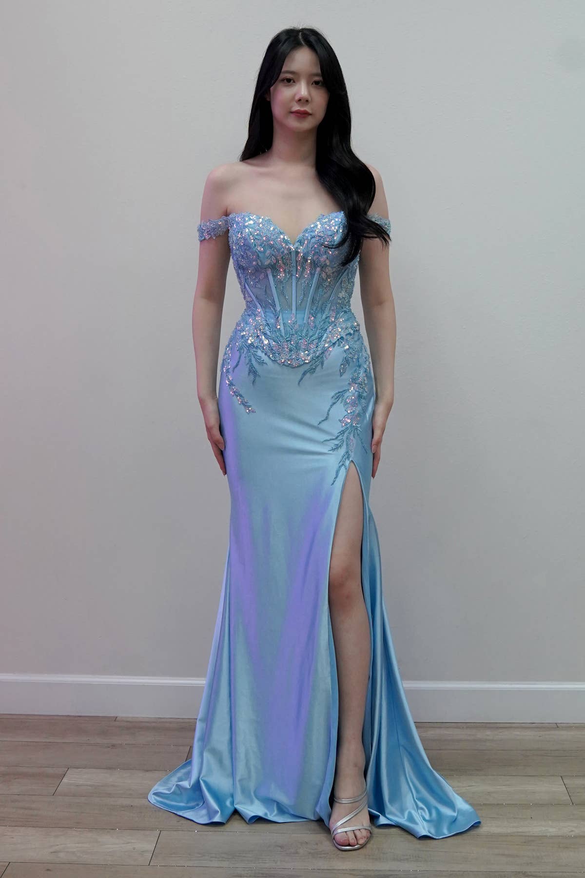 MERMAID GOWN WITH OFF SHOULDER CORSET