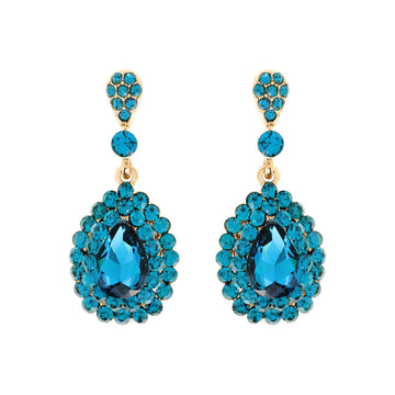 Dangly Teardrop Rhinestone Earrings