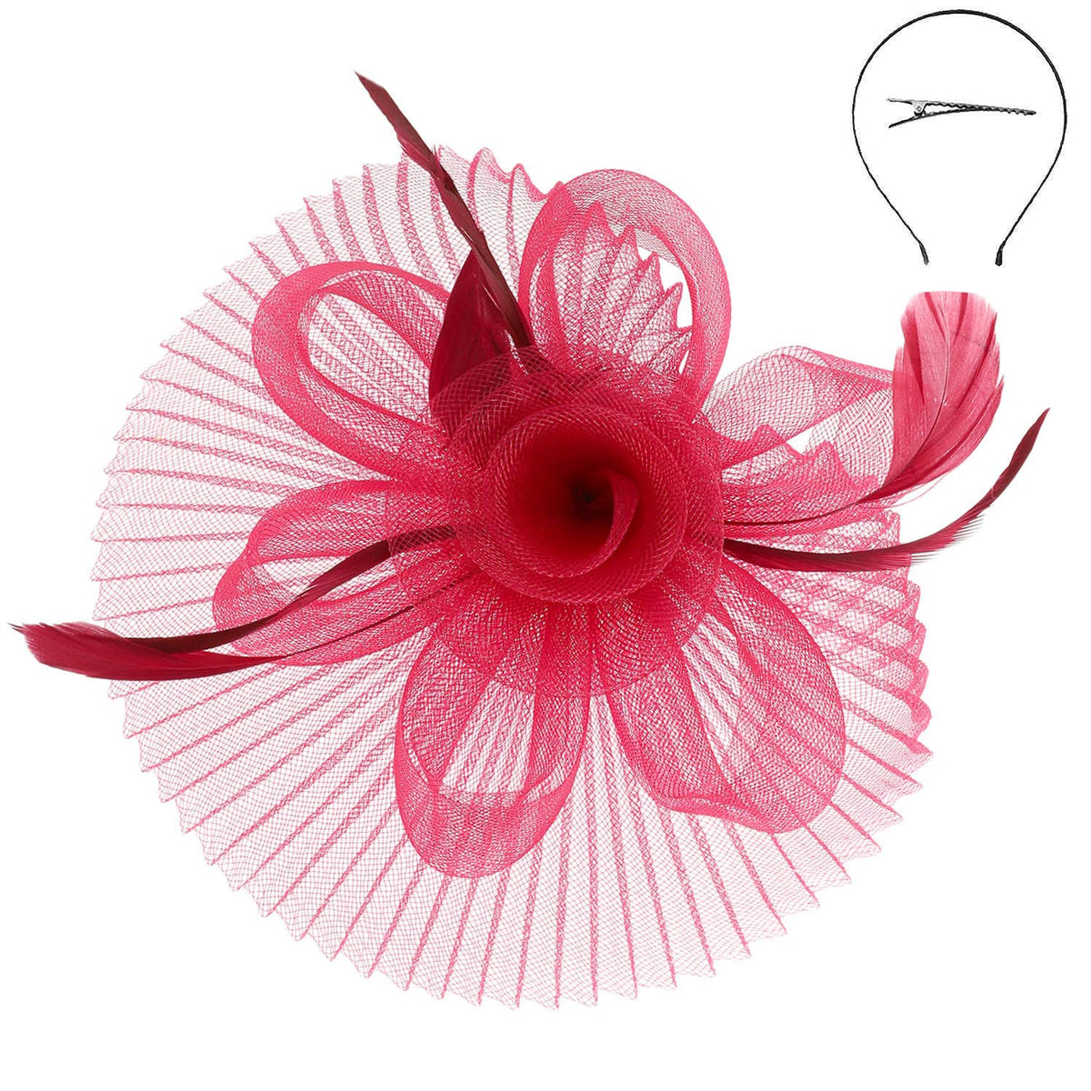 Floral Feathered Sinamay Mesh Fascinator