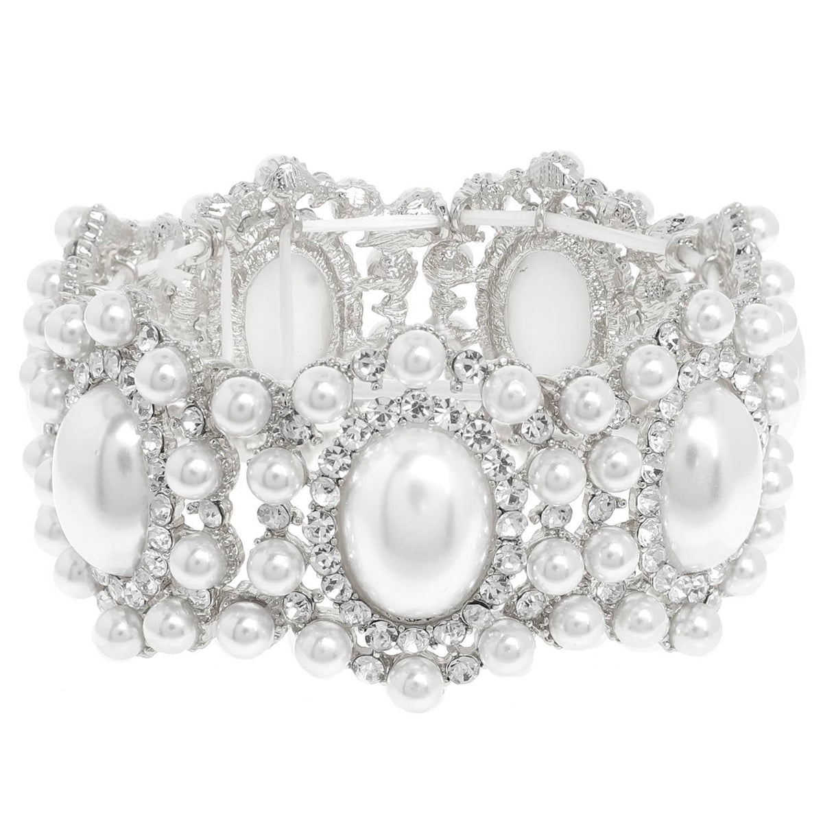 Baroque Crystal Gemstone Cluster Stretch Bracelet