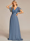 Double V-Neck Ruffles Chiffon Bridesmaid Dress
