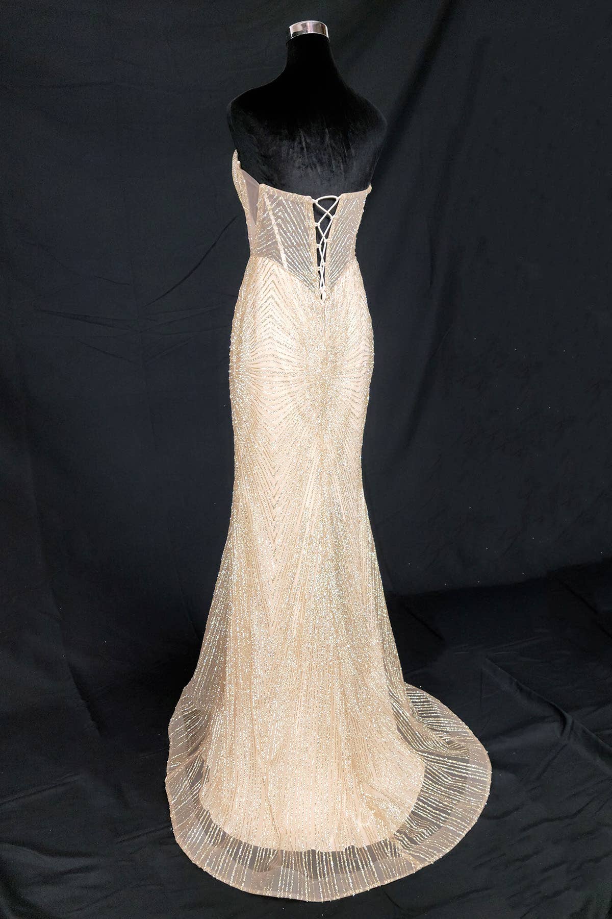 Long sparkling mermaid dress with hanging jewels CF001