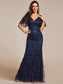 Gorgeous Leaf-Sequined Evening Dress