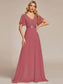Double V-Neck Ruffles Chiffon Bridesmaid Dress