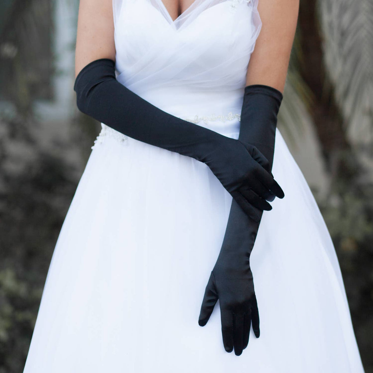 Women's High Satin Gloves