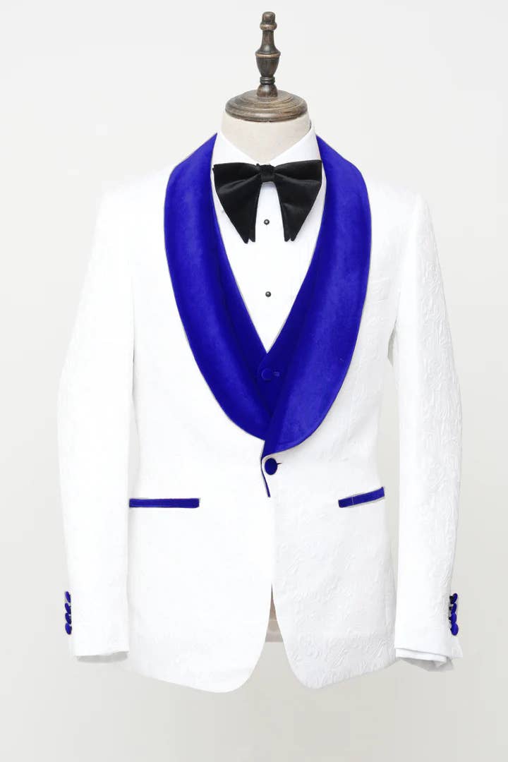 Ferrecci - Men's Vested White Paisley Wedding & Prom Tuxedo