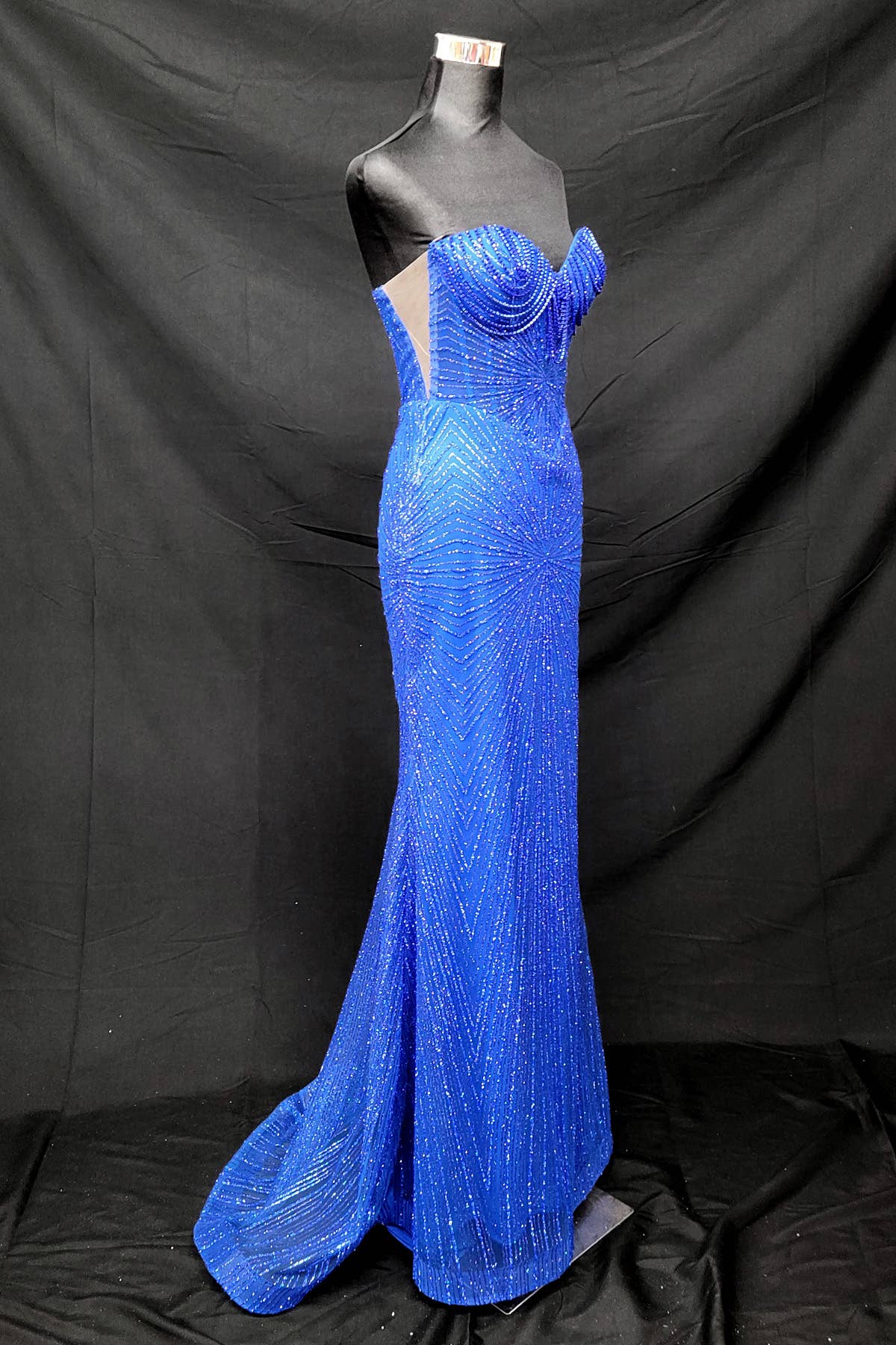 Long sparkling mermaid dress with hanging jewels CF001