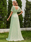 Double V-Neck Ruffles Chiffon Bridesmaid Dress