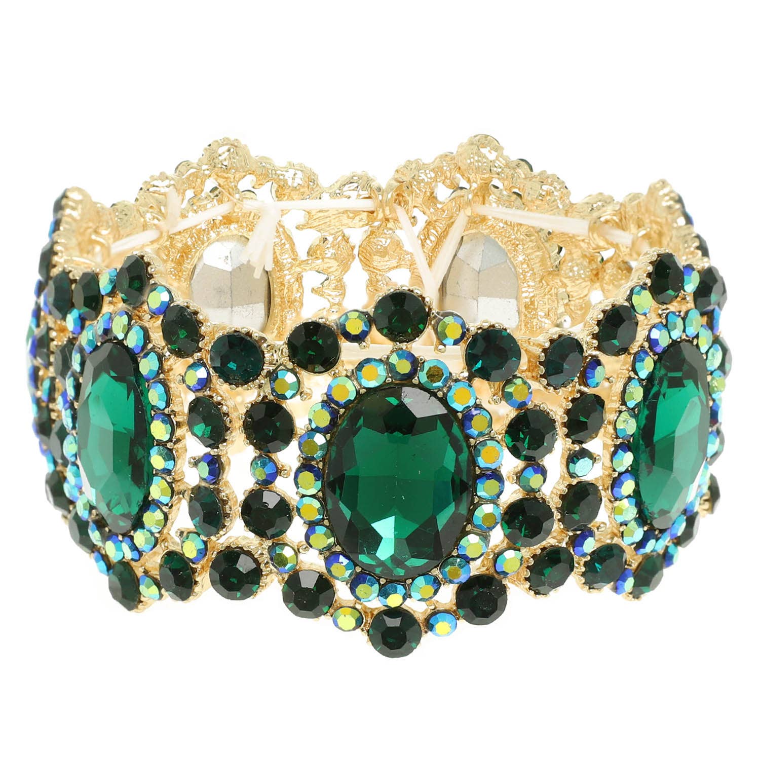 Baroque Crystal Gemstone Cluster Stretch Bracelet
