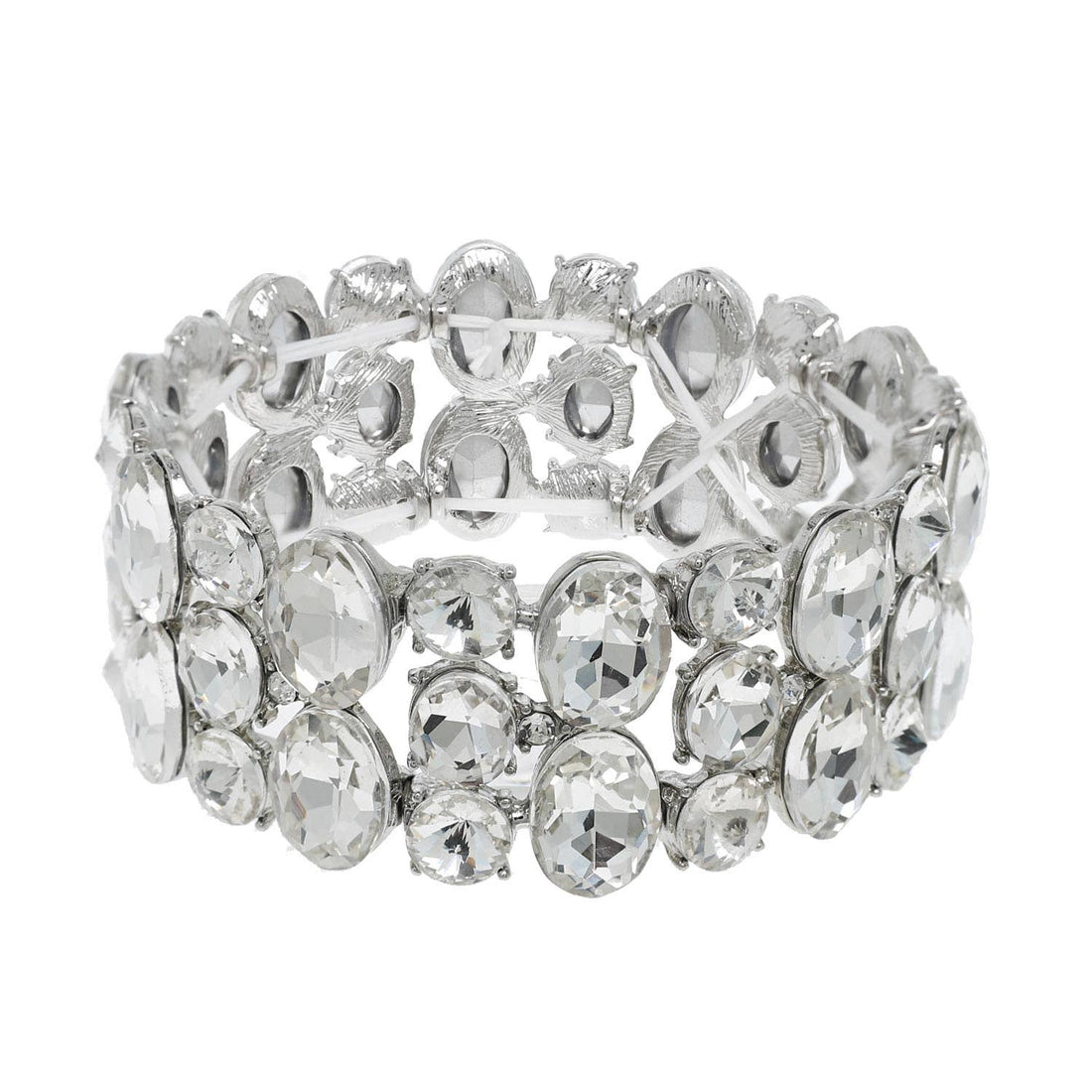 3 Row Crystal Gemstone Oval Cut Cluster Bracelet