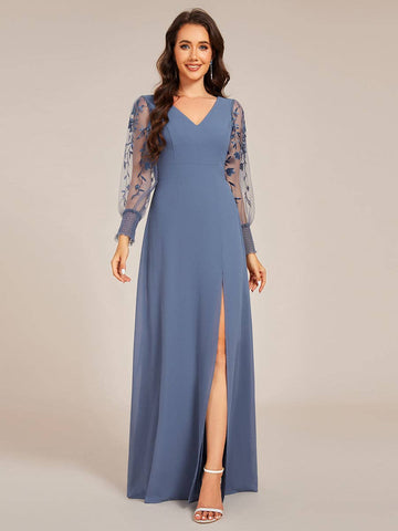 Elegant Long Sleeves Side Split Hem Evening Dresses