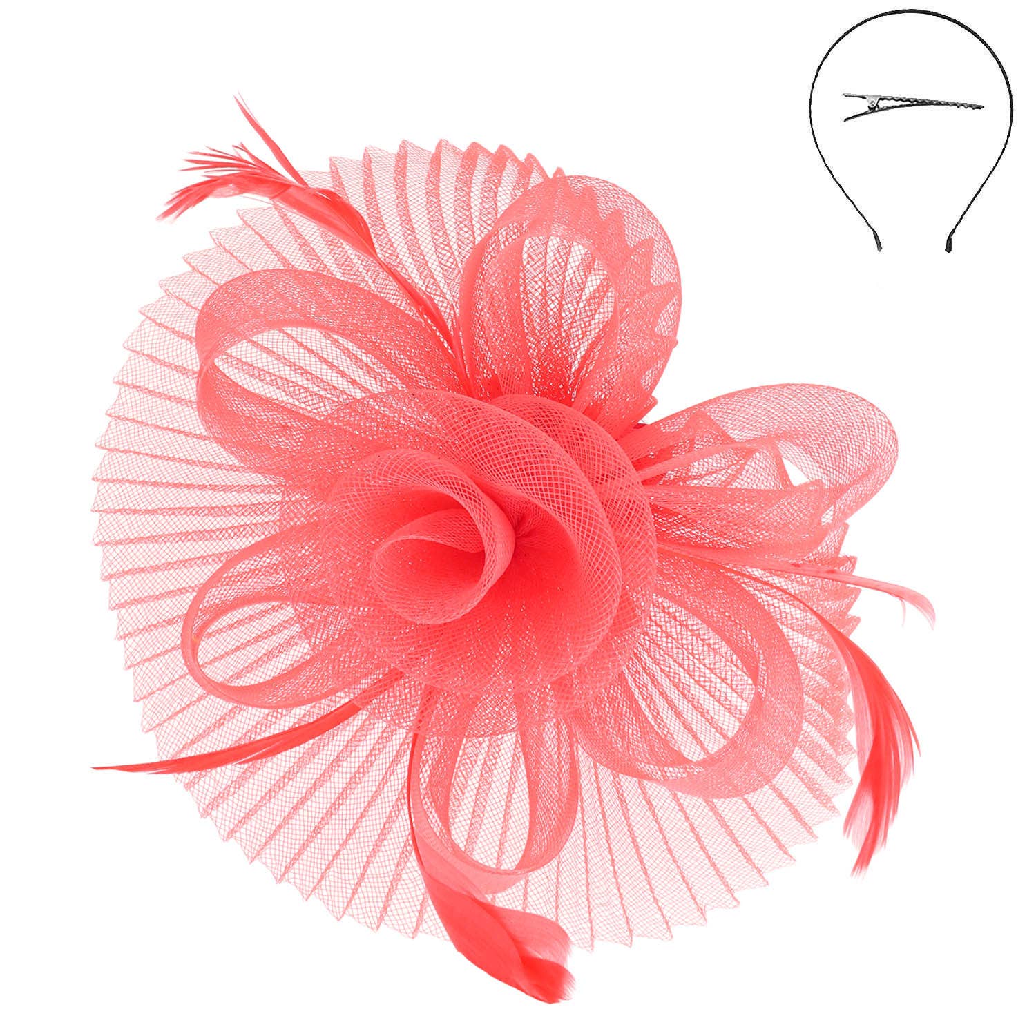 Floral Feathered Sinamay Mesh Fascinator