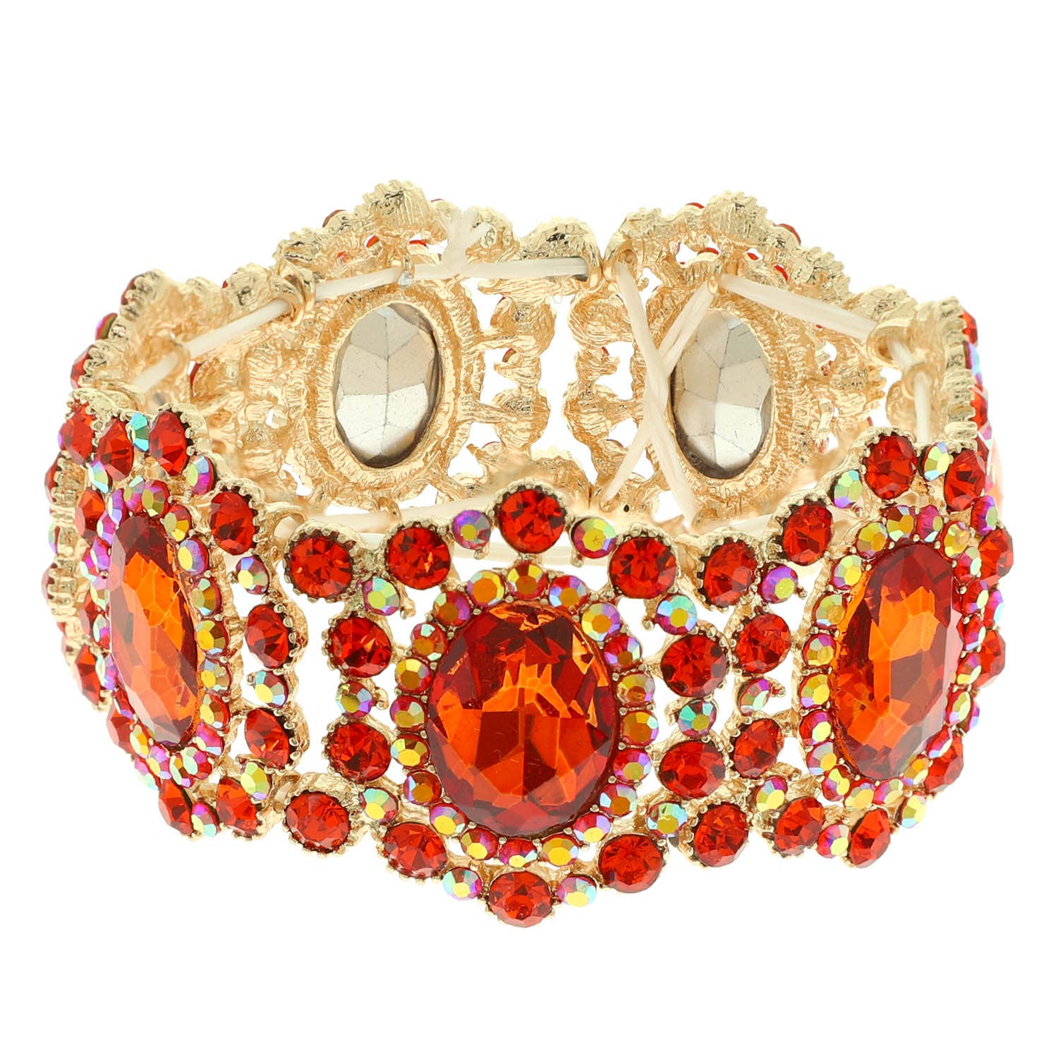 Baroque Crystal Gemstone Cluster Stretch Bracelet