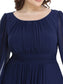Plus Size Long Lantern Sleeves Round Neck Bridesmaid Dress