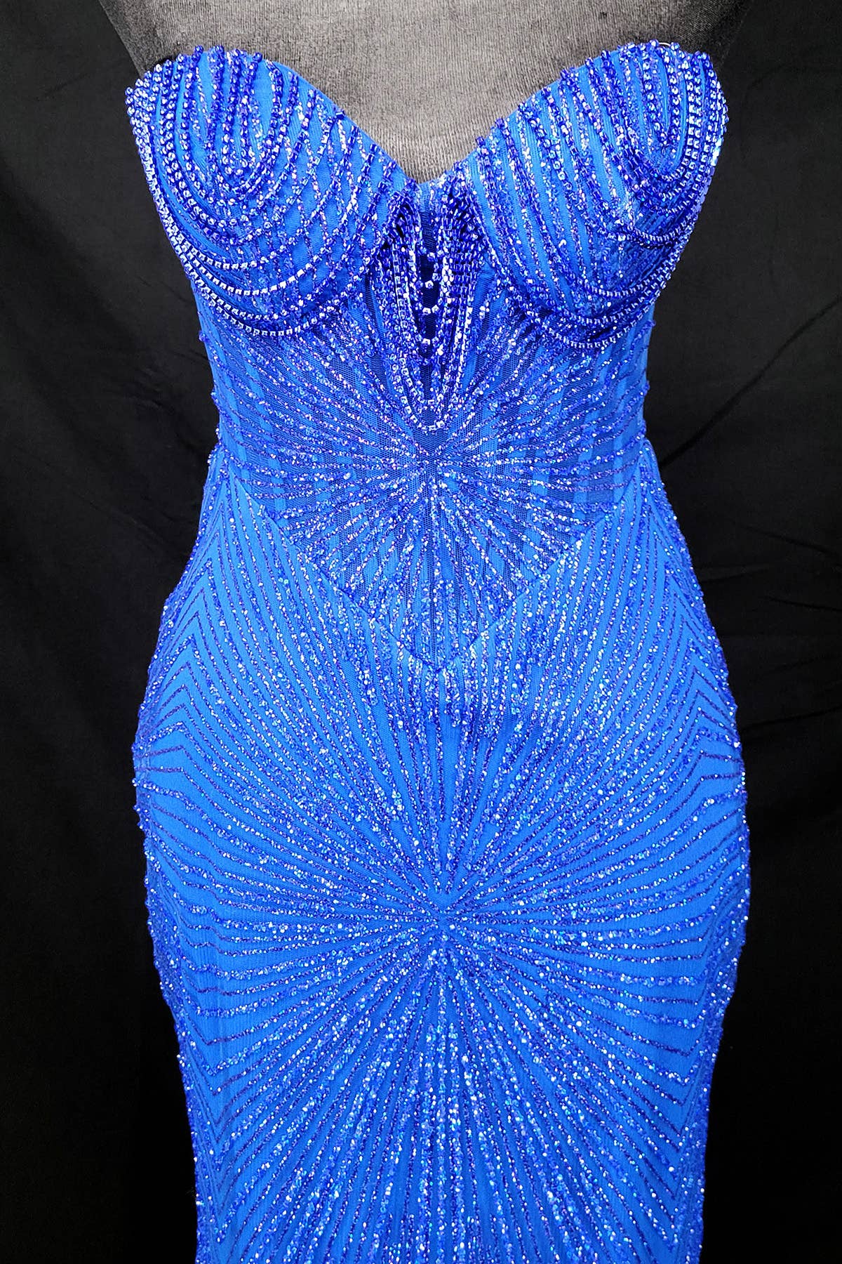 Long sparkling mermaid dress with hanging jewels CF001